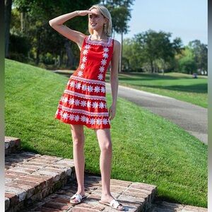 NWT SAIL to SABLE
Embroidered Square Neck Sleeveless A-Line Mini Dress